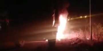 A dumper caught fire at Patpanhale