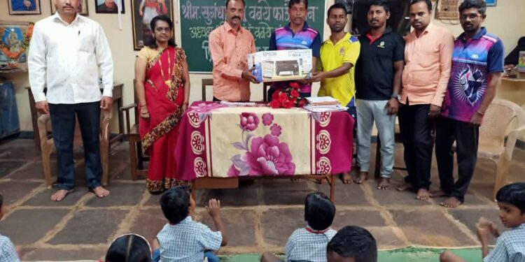 Kundali Matalwadi school printer gift