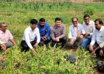 Pujar's visit to Watermelon plantation