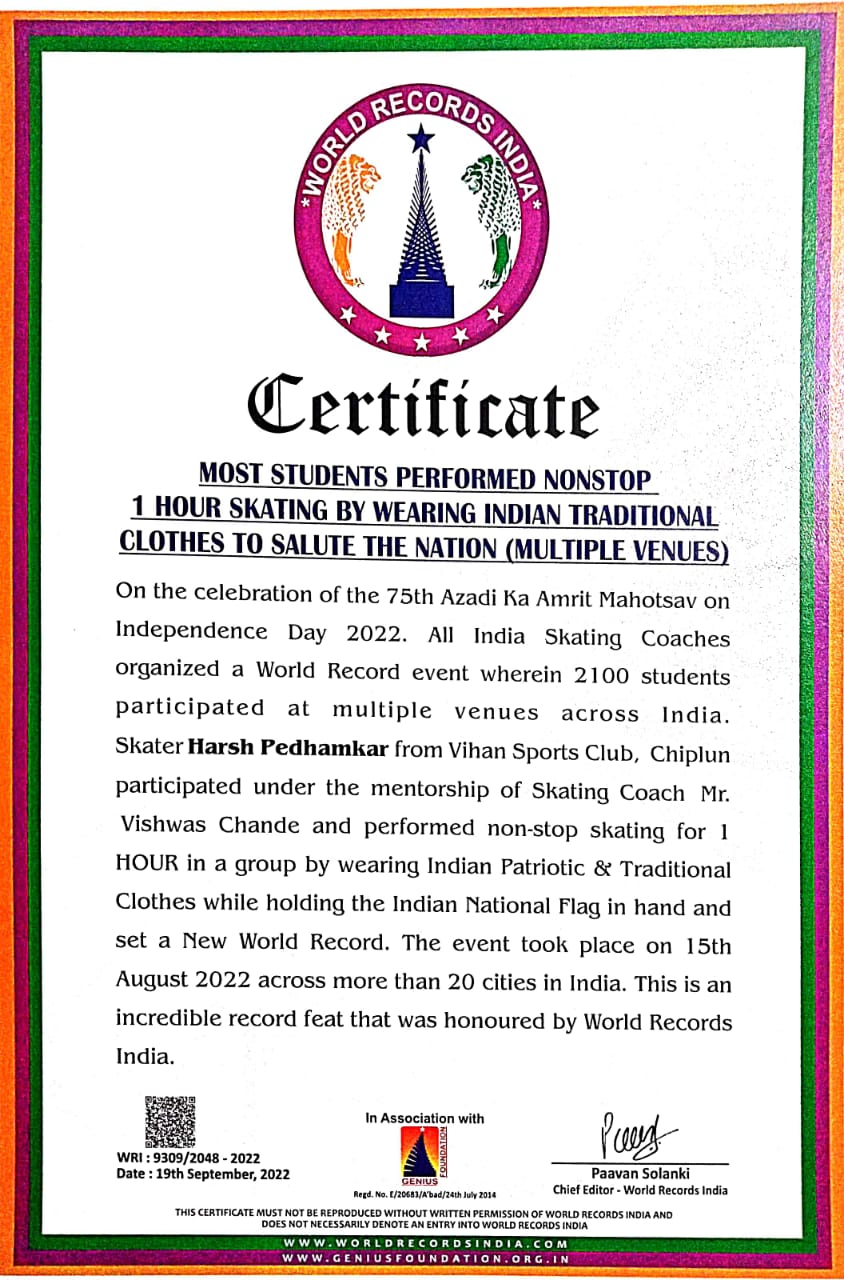 Set a world record by skating with the Tiranga