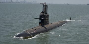 The first sea trip of the submarine 'Waghshir'