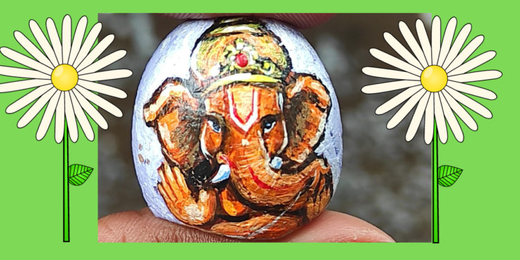 विलास रहाटेनी काढले सुपारीवर बाप्पाचे चित्र