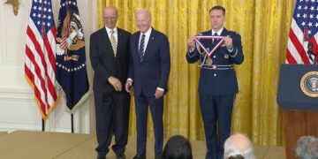 US President Biden presenting White House National Medal to Ashok Gadgil