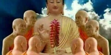 Mass MahaBuddha Puja reading at Khershet