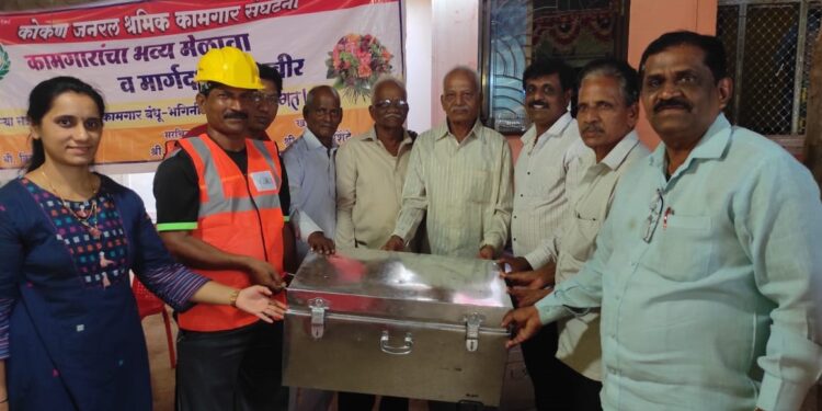Distribution of safety kits to construction workers