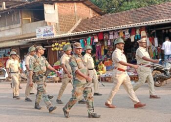 Police route march in the wake of elections