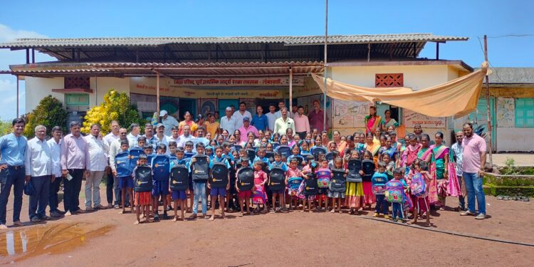 School bag distribution by Nirmala XI team