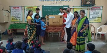 Gift of Smart TV to school by Bhatkar family