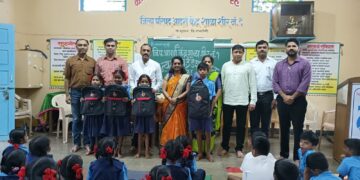 Distribution of educational material by Satyam Foundation