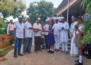 Flag Hoisting at Veldur Nawanagar School