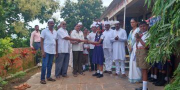 Flag Hoisting at Veldur Nawanagar School