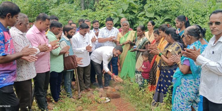 Bhoomipujan of the cemetery road at Sakhri Trishul