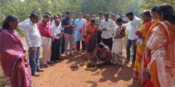 Bhoomipujan of road at Dhopave