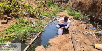 Examination of sewage samples at Shringartali