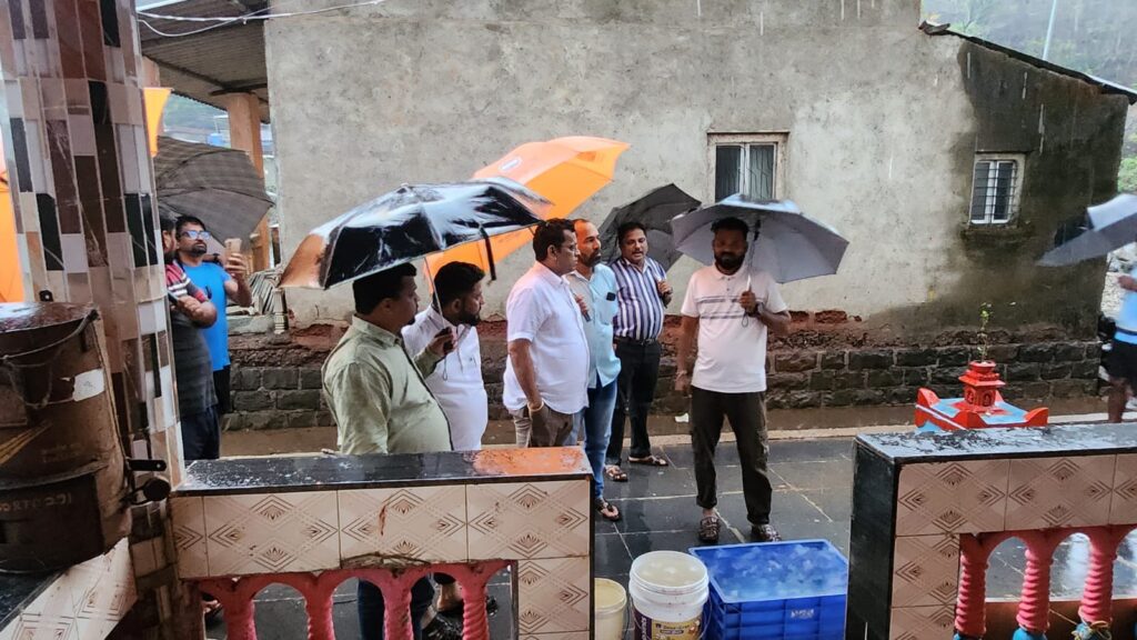 Pramod Gandhi inspected the damaged area.