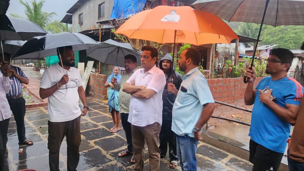 Pramod Gandhi inspected the damaged area.
