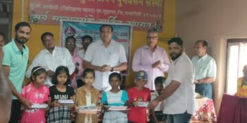 Distribution of educational material in Guhagar Handicapped Institute
