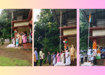 Flag hoisting ceremony at Dhopave-Tetale
