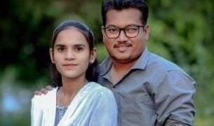 The newlyweds jumped into the river