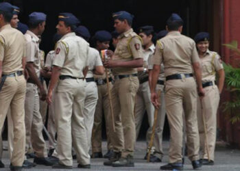 Police keep a tight vigil on the seashore