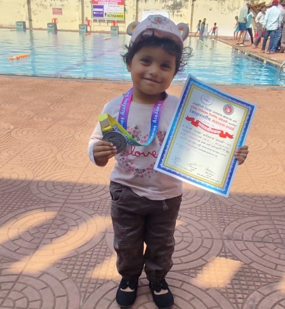 Samartha came second in the swimming competition