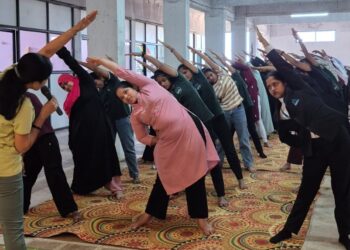 Yoga workshop at Regal College Shringartali