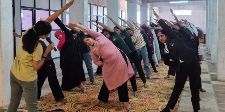 Yoga workshop at Regal College Shringartali