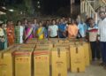 Distribution of utensil kits to construction workers