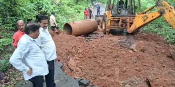 Work on Visapur-Pangari damaged road begins