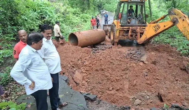 Work on Visapur-Pangari damaged road begins