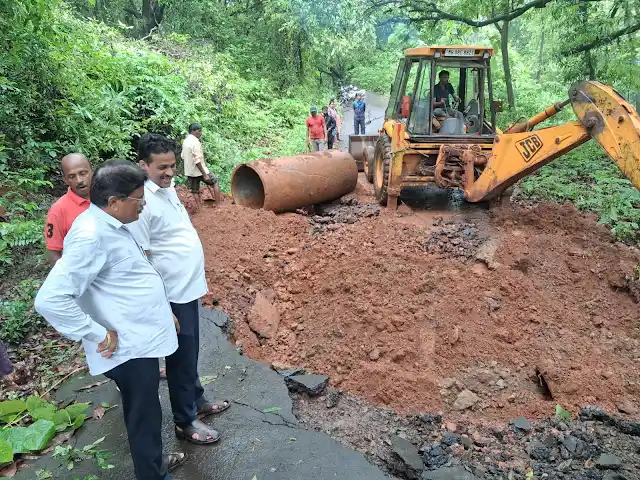 Work on Visapur-Pangari damaged road begins