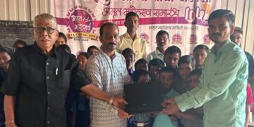 Laptop gift to Dodavali school