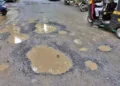 Potholes on the road were filled