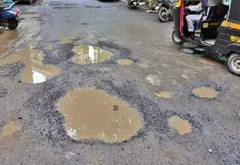 Potholes on the road were filled
