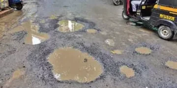 Potholes on the road were filled
