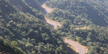 Cracks in the road at Amba Ghat